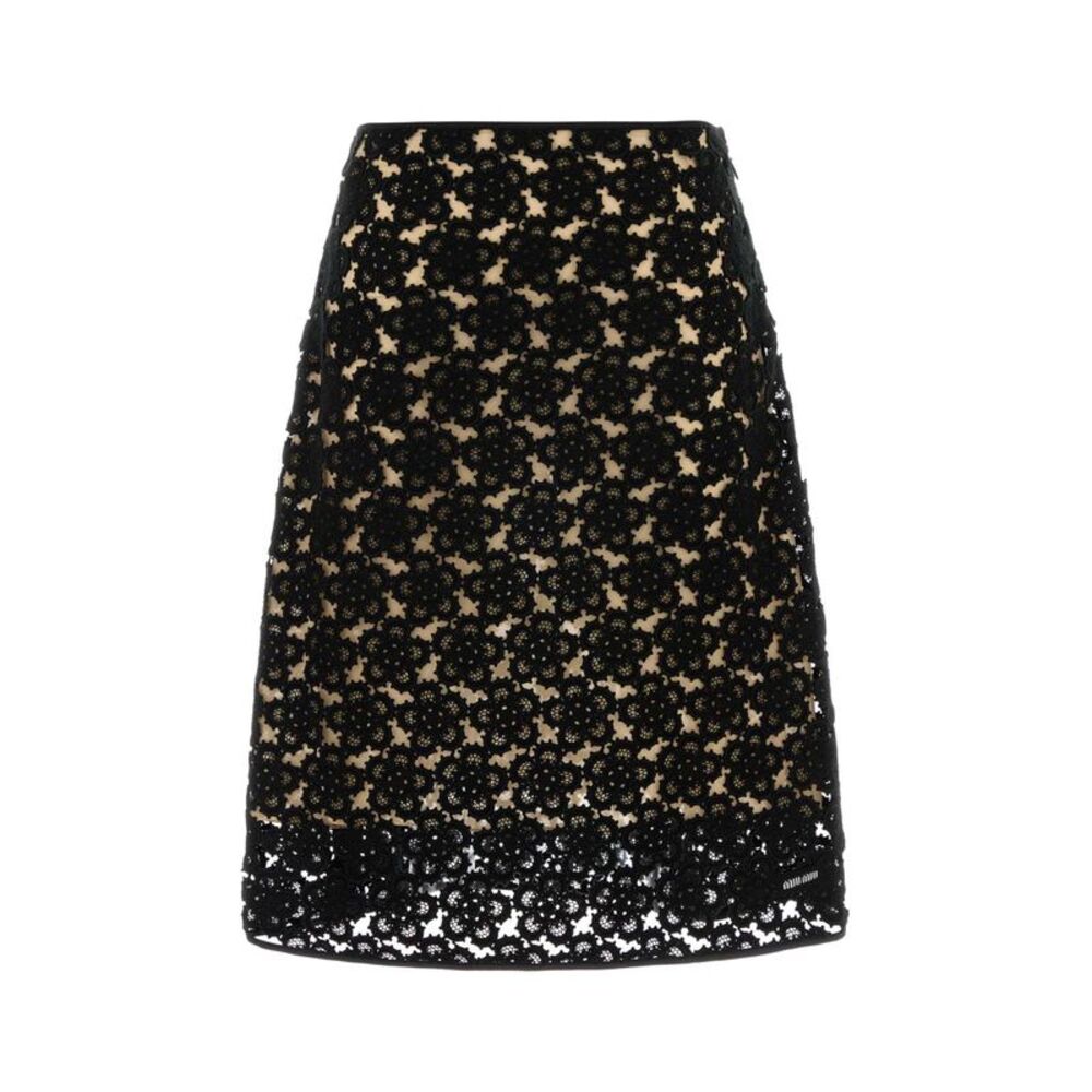 Miu Miu Women Black Lace Skirt